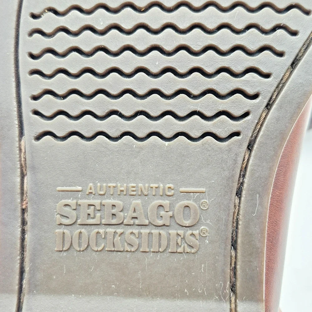 Sebago Docksides Men's Brown Leather Boat Shoes Size 8W 2 Eye Nautical Loafers